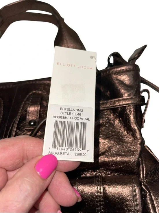 Elliott Lucca Estella Metallic Bronze Leather Shoulder Bag NWT - Picture 6 of 7